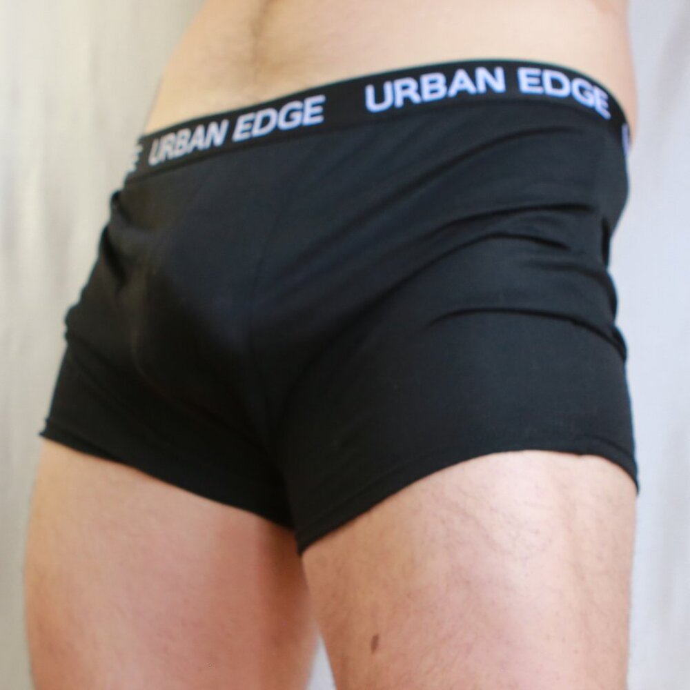 Urban Edge Black Cotton Polyester Boxer Brief Trunks 2XL